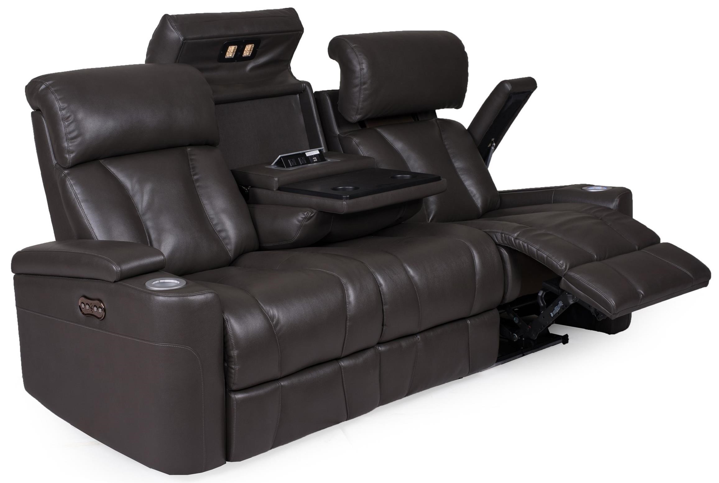 Builtwell 1637 Contemporary Power Reclining Sofa w/ Pwr Headrests